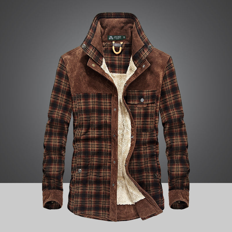 Herren Flanelljacke mit warmem Fleece-Futter und modernen Karomuster Echoarchiv