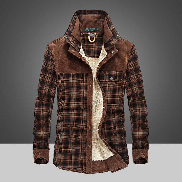Herren Flanelljacke mit warmem Fleece-Futter und modernen Karomuster Echoarchiv