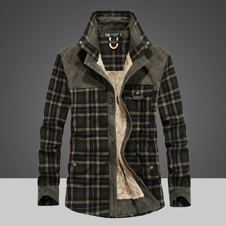 Herren Flanelljacke mit warmem Fleece-Futter und modernen Karomuster Echoarchiv
