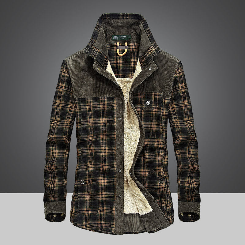 Herren Flanelljacke mit warmem Fleece-Futter und modernen Karomuster Echoarchiv