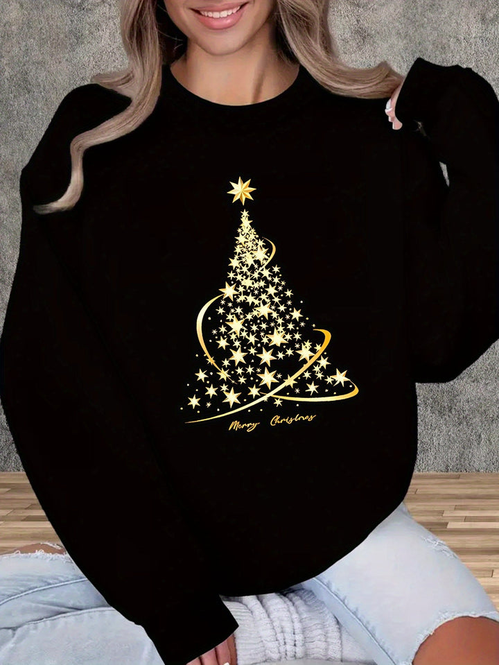 Echoarchiv | Jul SwEchoarchivtshirt mit Print Baumwolle Goldener Weihnachtsbaum Design