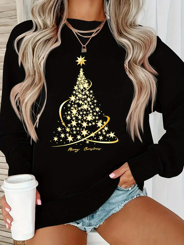 Echoarchiv | Jul SwEchoarchivtshirt mit Print Baumwolle Goldener Weihnachtsbaum Design