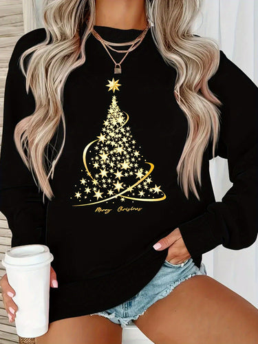 Echoarchiv | Jul SwEchoarchivtshirt mit Print Baumwolle Goldener Weihnachtsbaum Design