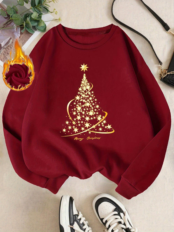 Echoarchiv | Jul SwEchoarchivtshirt mit Print Baumwolle Goldener Weihnachtsbaum Design