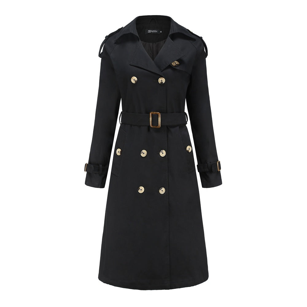 Damen nan Trenchcoat mit doppelreihiger Knopfleiste, Taillengürtel und Schulterklappen Echo Archiv