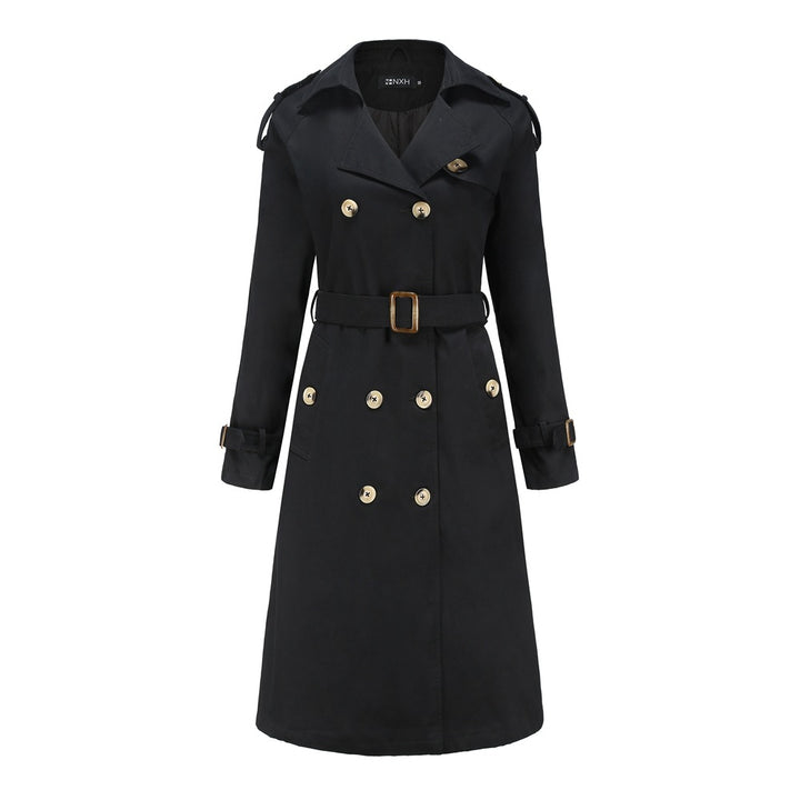Damen nan Trenchcoat mit doppelreihiger Knopfleiste, Taillengürtel und Schulterklappen Echo Archiv