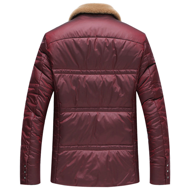 Herren Wattierte Kurzjacke mit Teddykragen und Wappenapplikation – Taviero