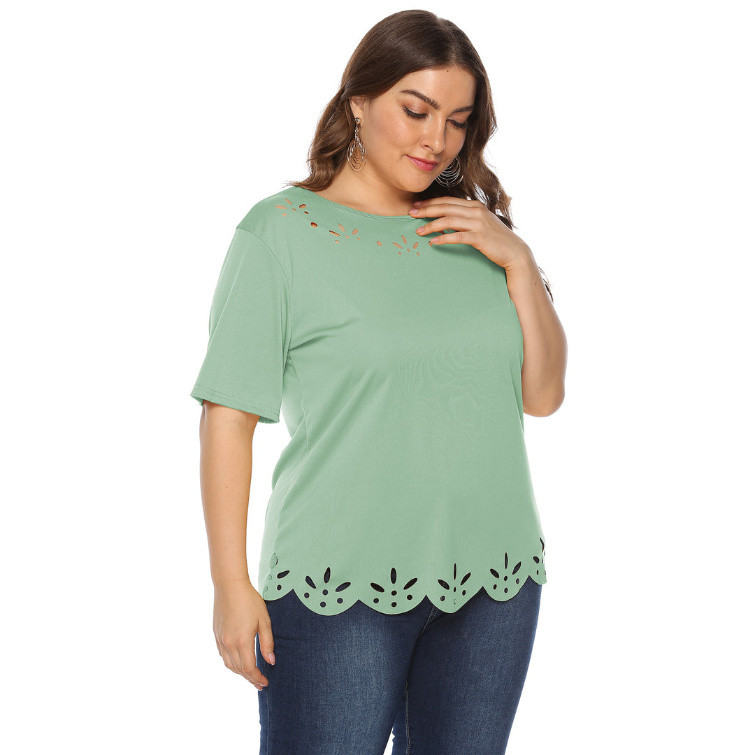 Damen lässiges T-Shirt mit kreativem Lochmuster Echo Archiv