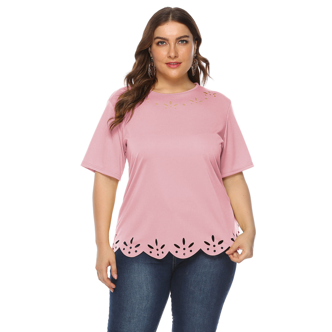 Damen lässiges T-Shirt mit kreativem Lochmuster Echo Archiv