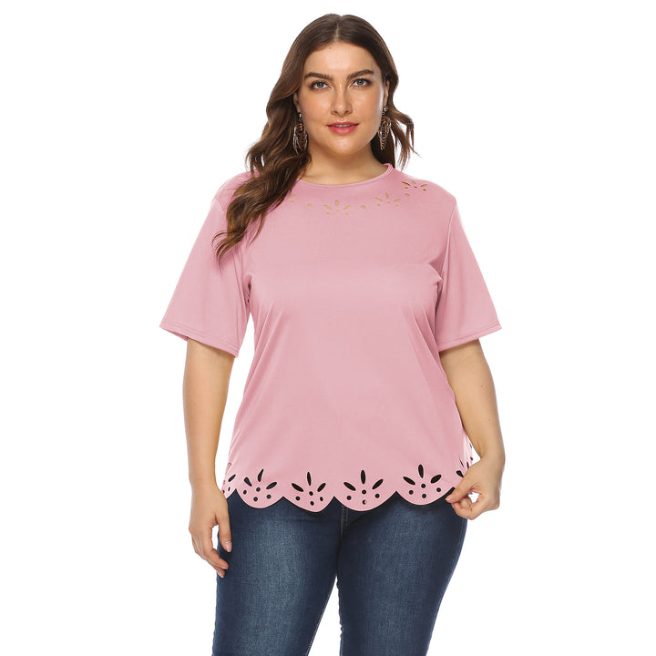 Damen lässiges T-Shirt mit kreativem Lochmuster Echo Archiv