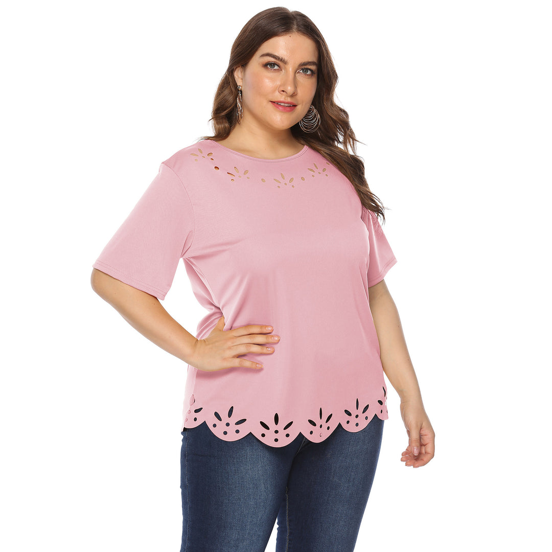 Damen lässiges T-Shirt mit kreativem Lochmuster Echo Archiv