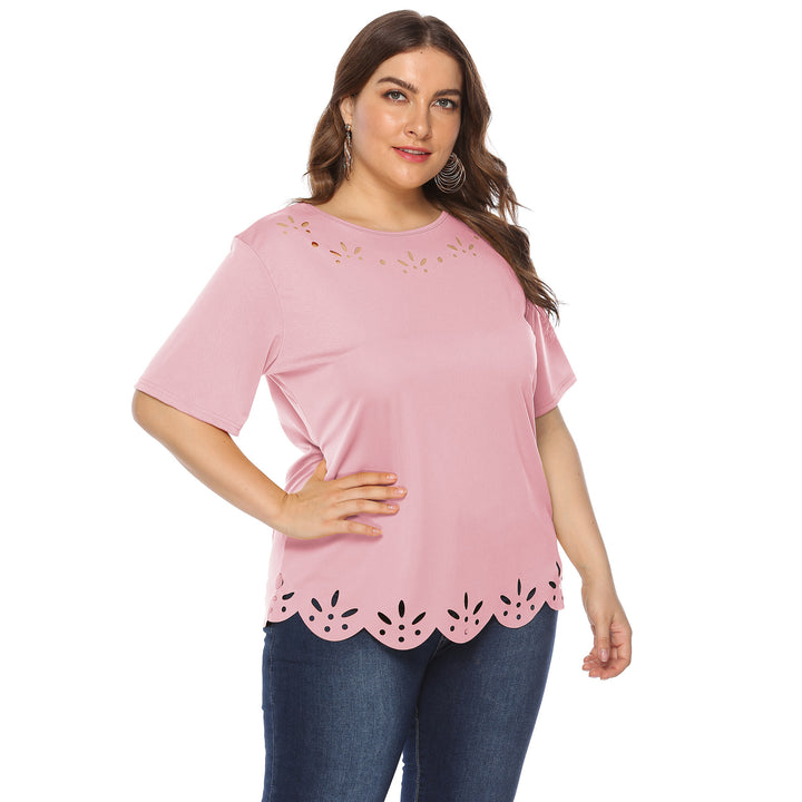 Damen lässiges T-Shirt mit kreativem Lochmuster Echo Archiv
