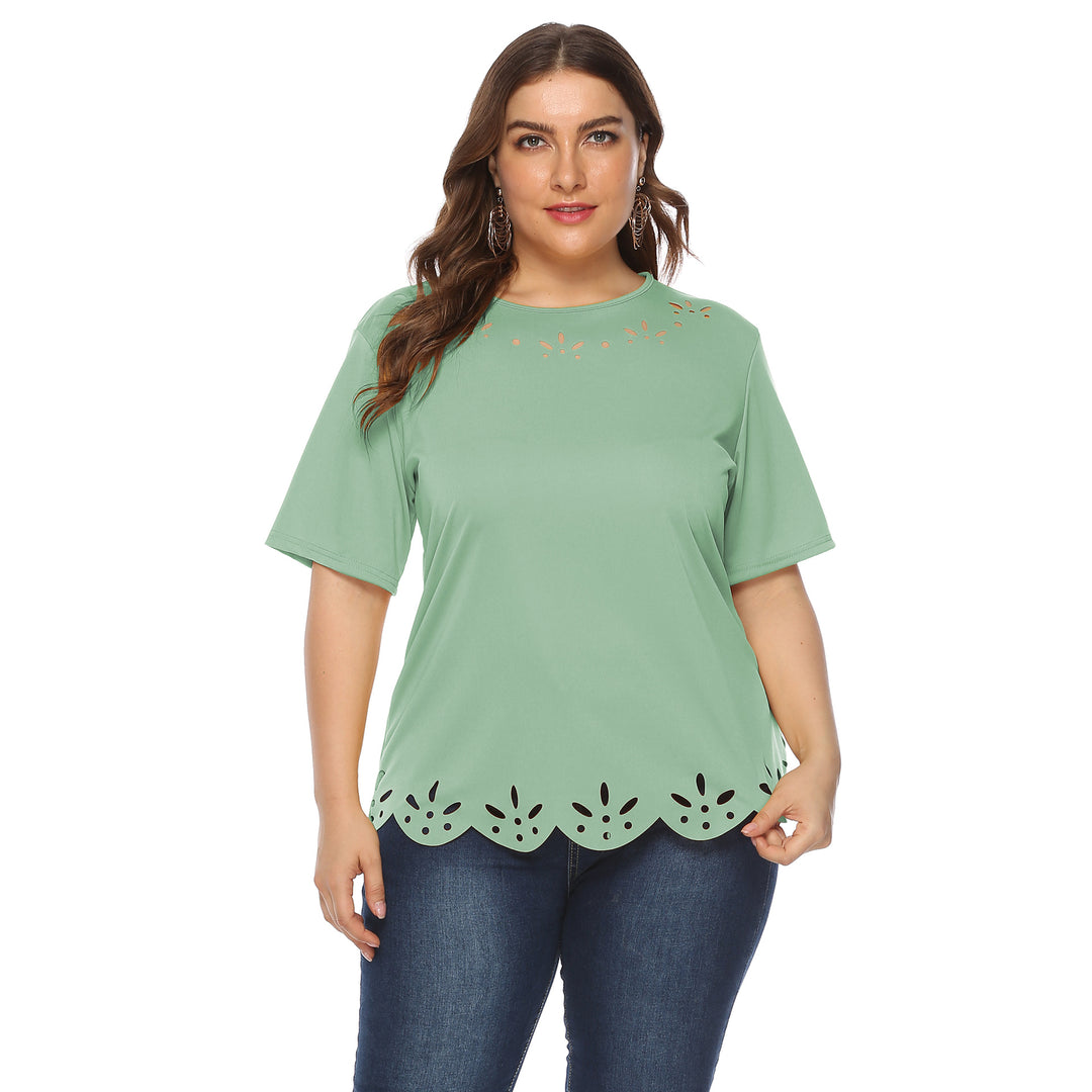 Damen lässiges T-Shirt mit kreativem Lochmuster Echo Archiv