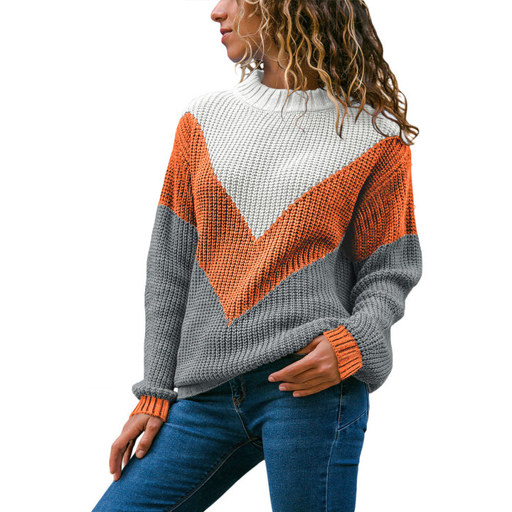 Damen Grobstrick-Pullover mit Chevrondesign, Rundhalsausschnitt und Rippbündchen Echo Archiv