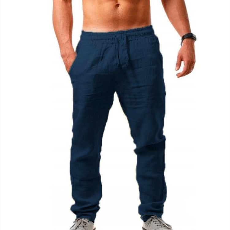 Herren nan leichte Leinenhose mit elastischem Bund tapered Schnitt Echo Archiv