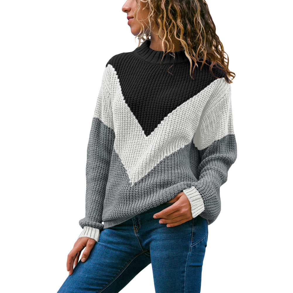 Damen Grobstrick-Pullover mit Chevrondesign, Rundhalsausschnitt und Rippbündchen Echo Archiv