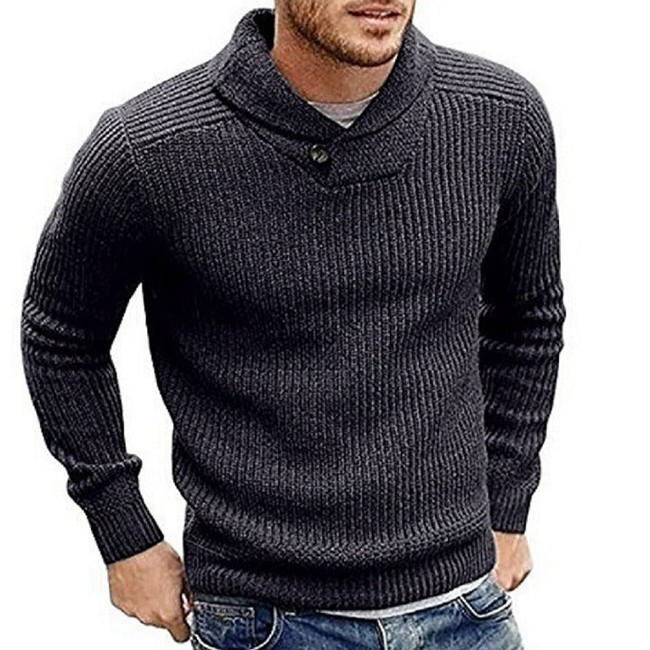 Herren Strickpullover mit Schalkragen und Knopfdetail Echoarchiv