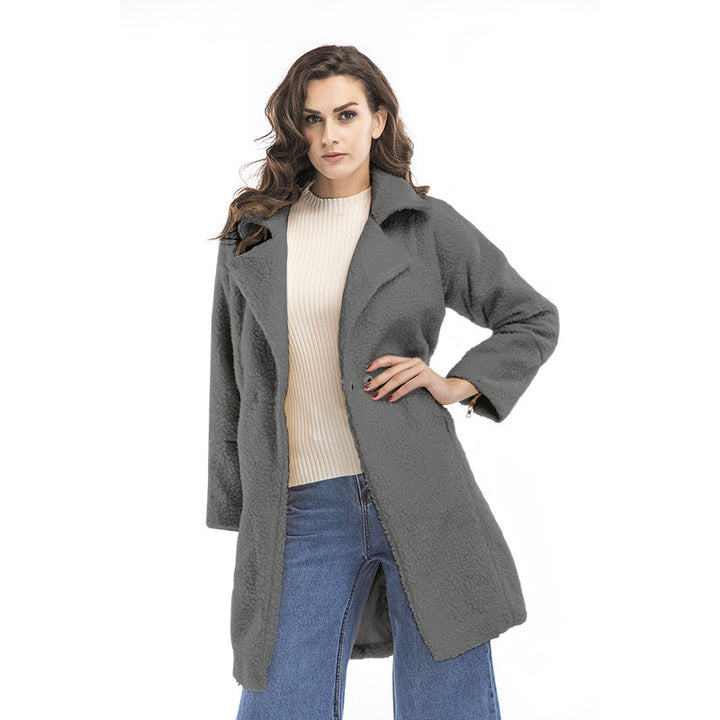 Damen Teddy-Mantel mit Reverskragen, knielanger Schnitt und weicher Sherpa-Optik – Montévia