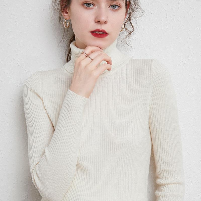 Damen-Rollkragenpullover, gestrickt, schmale Passform
