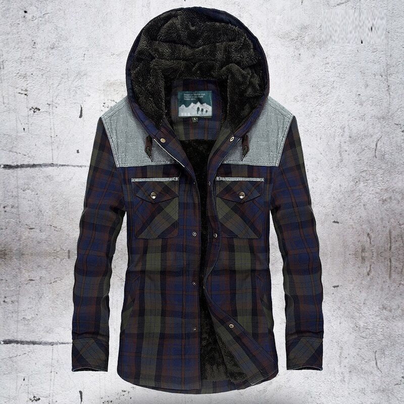 Herren Flanelljacke mit wärmendem Fleece-Futter und Kapuze Echoarchiv