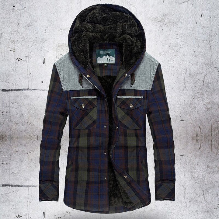 Herren Flanelljacke mit wärmendem Fleece-Futter und Kapuze Echoarchiv