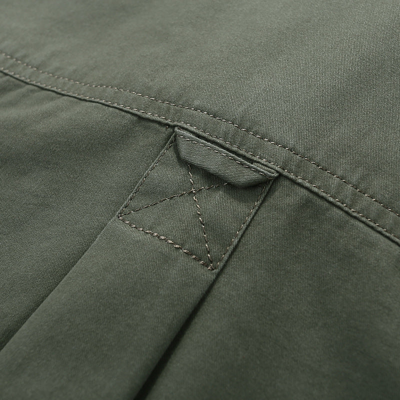 Herren Baumwoll-Utility-Hemd mit Druckknopf‑Brusttaschen und Stehkragen – Arvello