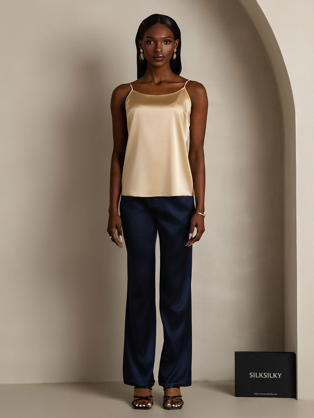 Echoarchiv | Seide Entspannt Spaghettiträger Camisole Top