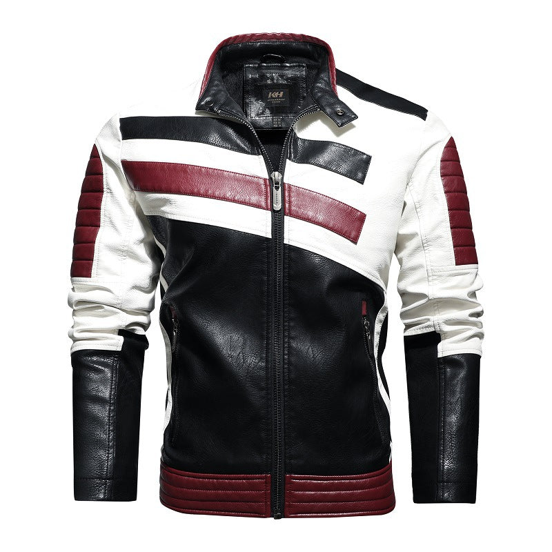 Herren Kunstlederjacke im modernen Racing-Stil mit innovativen Akzenten Echoarchiv