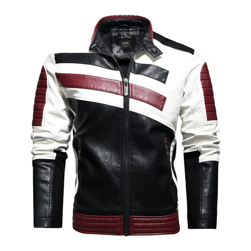 Herren Kunstlederjacke im modernen Racing-Stil mit innovativen Akzenten Echoarchiv