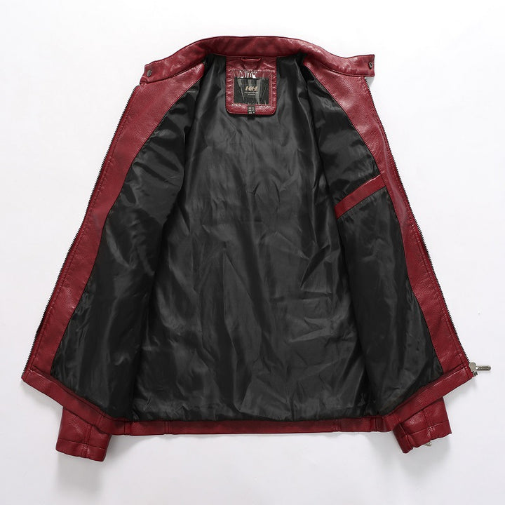 Herren Kunstlederjacke im sportlichen Retro-Stil mit Patches und praktischen Reißverschlusstaschen Echoarchiv