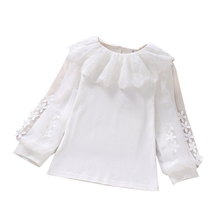 Mädchen Bluse mit transparenten Puffärmeln und Blumendekor Echo Archiv