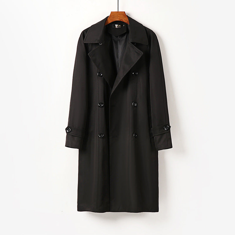 Herren Wasserabweisender Doppelreihiger Trenchcoat mit breitem Revers und knieumspielender Länge Echoarchiv