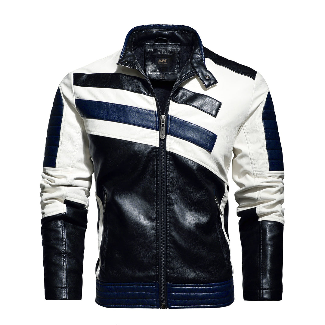 Herren Kunstlederjacke im modernen Racing-Stil mit innovativen Akzenten Echoarchiv
