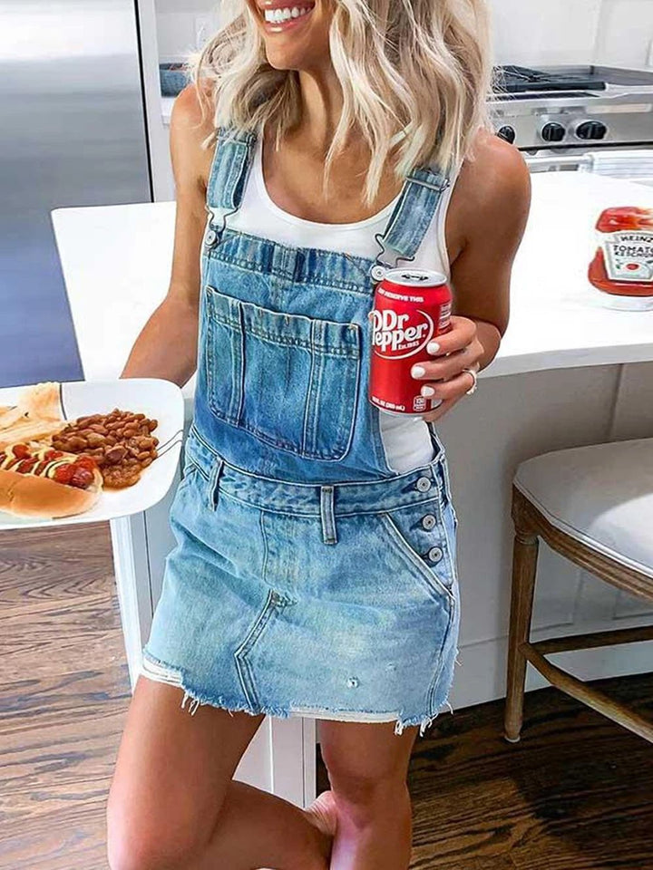 Damen Latzkleid aus hochwertigen Denim mit stylischen Knopfdetails Echoarchiv