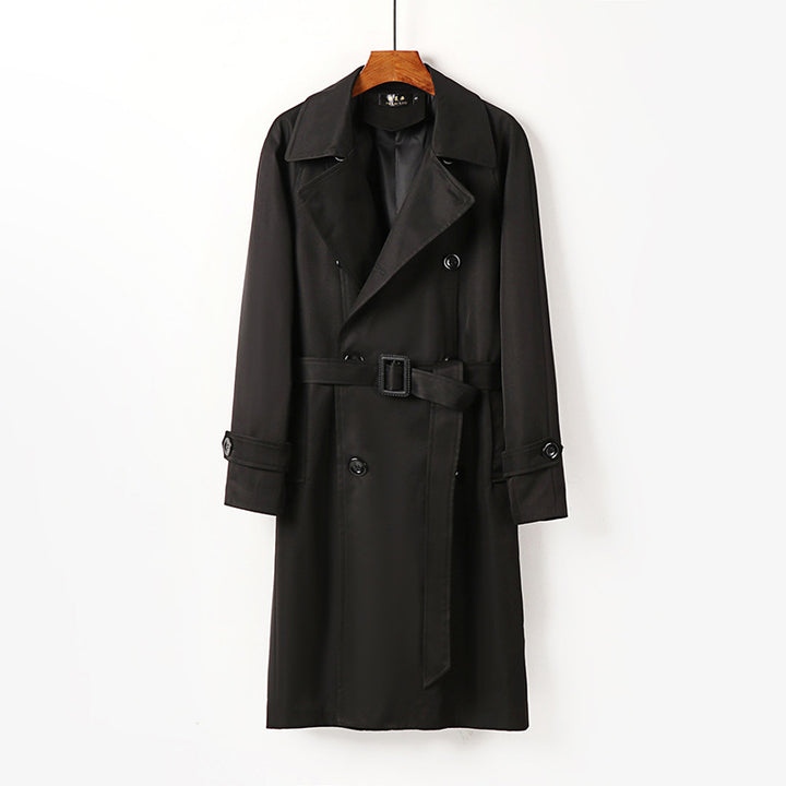 Herren Wasserabweisender Doppelreihiger Trenchcoat mit breitem Revers und knieumspielender Länge Echoarchiv
