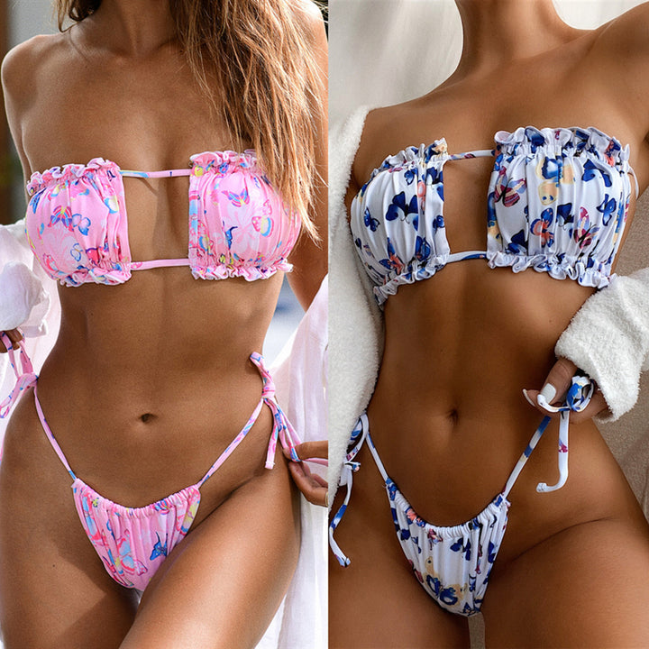 Damen Bandeau-Bikini mit verspielten Rüschen Echo Archiv