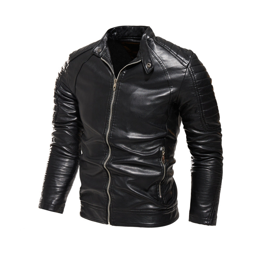 Herren elegante Fake-Lederjacke mit gesteppten Details Echo Archive