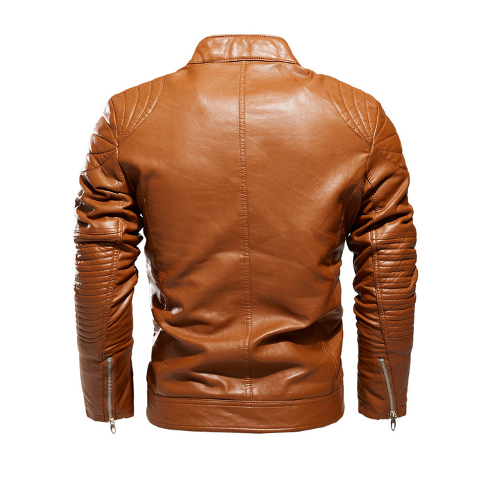Herren Modische Lederjacke mit Quilt-Detail Echo Archiv