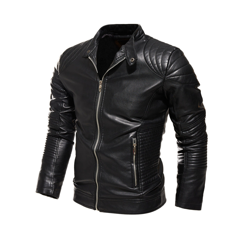 Herren Modische Lederjacke mit Quilt-Detail Echo Archiv