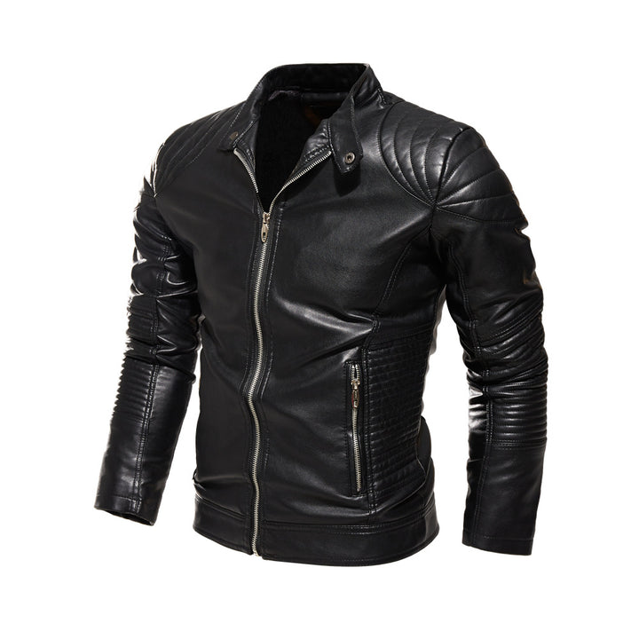 Herren Modische Lederjacke mit Quilt-Detail Echo Archiv
