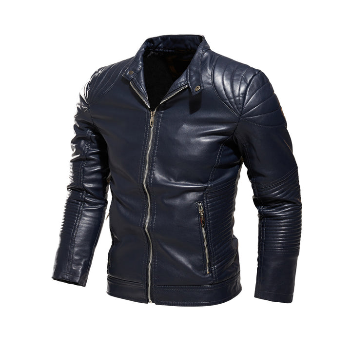 Herren Modische Lederjacke mit Quilt-Detail Echo Archiv