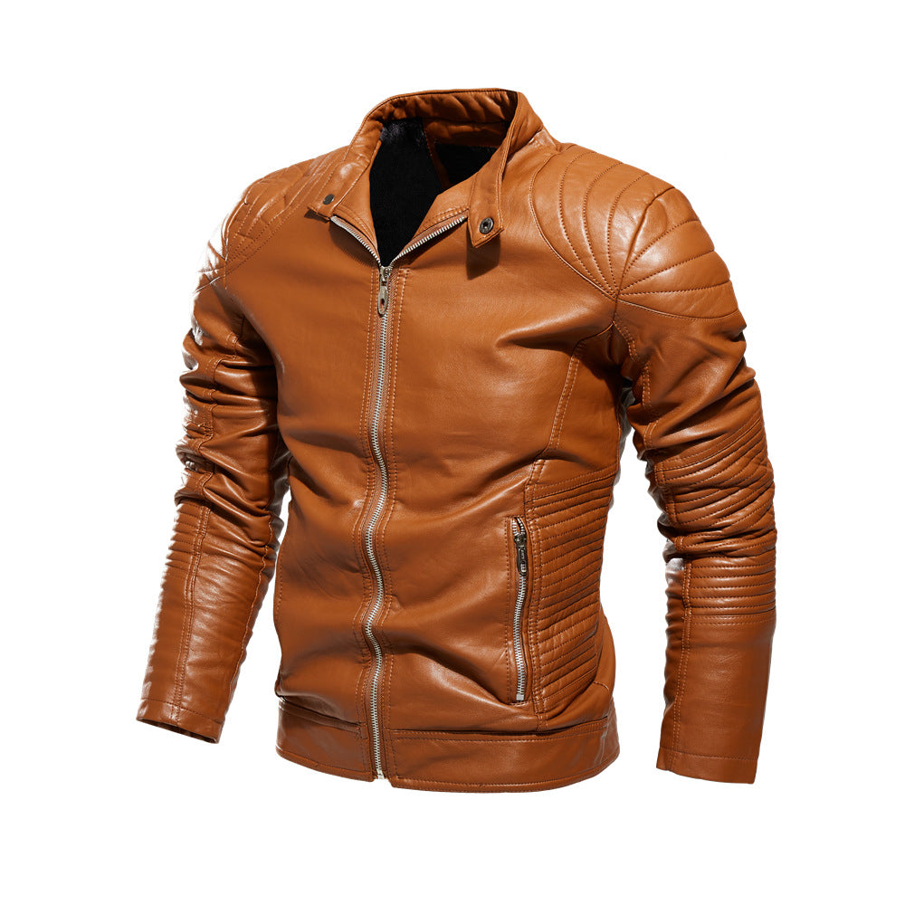 Herren Modische Lederjacke mit Quilt-Detail Echo Archiv