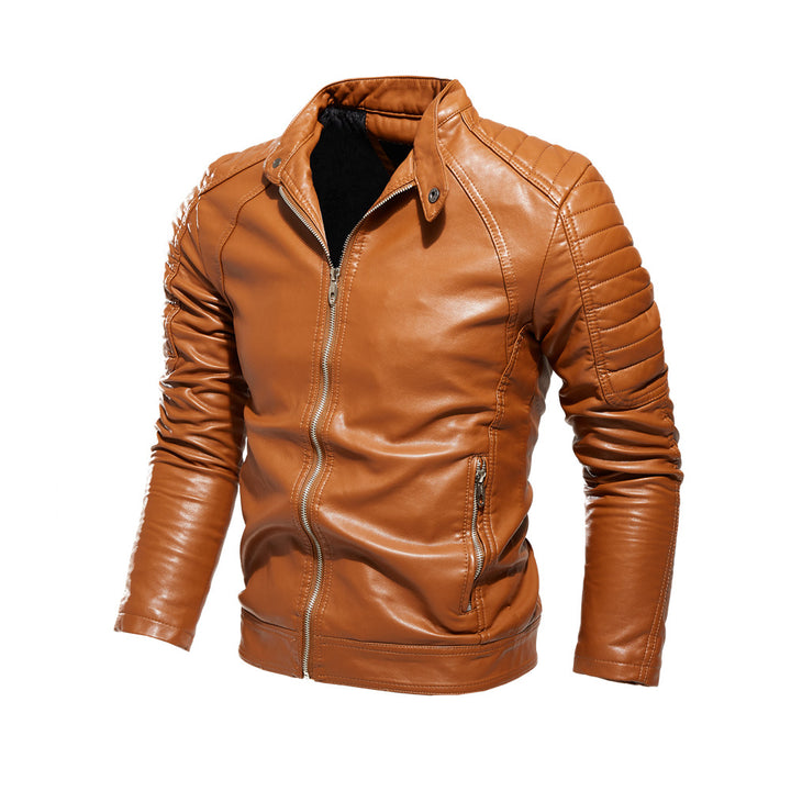 Herren elegante Fake-Lederjacke mit gesteppten Details Echo Archive
