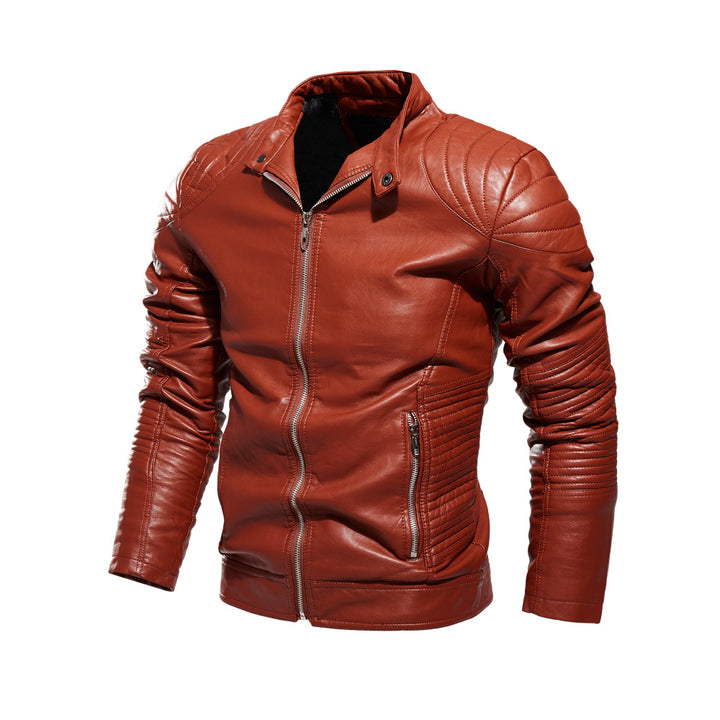 Herren Modische Lederjacke mit Quilt-Detail Echo Archiv