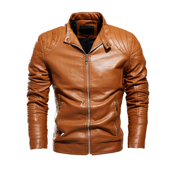 Herren Modische Lederjacke mit Quilt-Detail Echo Archiv