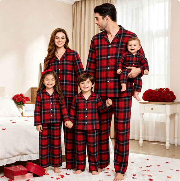 Familien-Pyjama-Set, kariert, Langarm, 2631