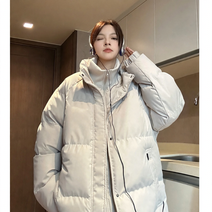 Gefütterte Unisex-Jacke mit Stehkragen