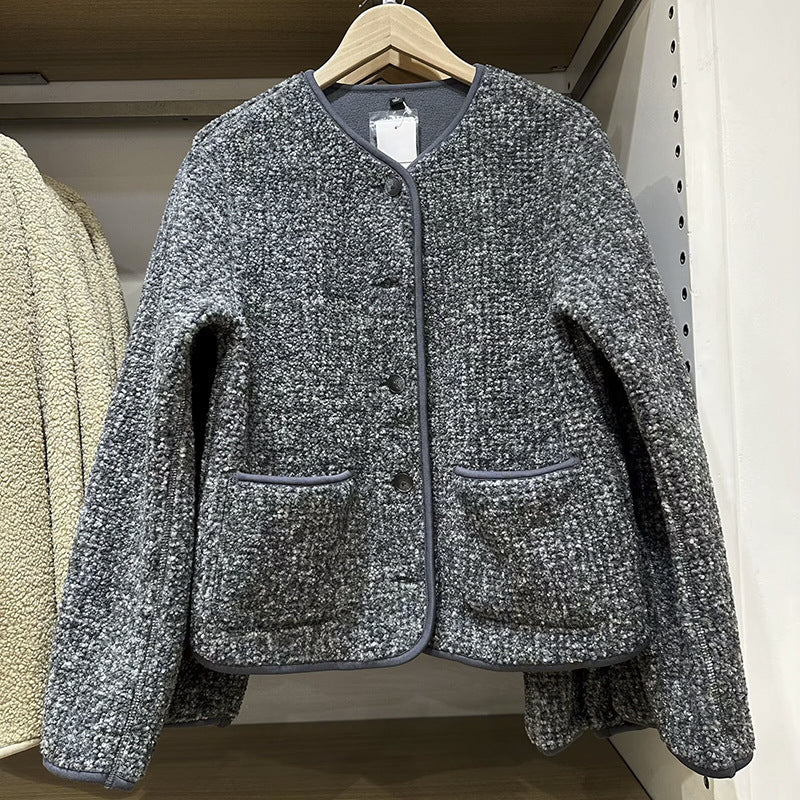 Strickjacke aus Lammfell-Imitat und Fleece