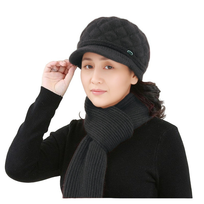 Winter-Set: Strick-Baskenmütze und Schal für Damen