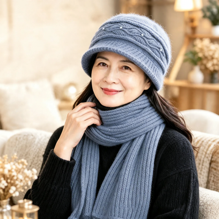 Strickmütze und Schal Set für Damen